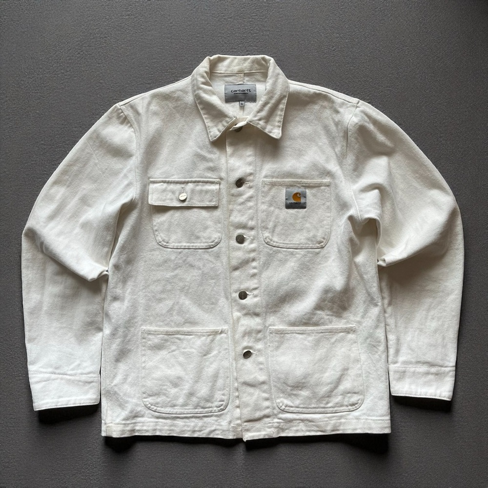 white carhartt work in progress michigan chore coat